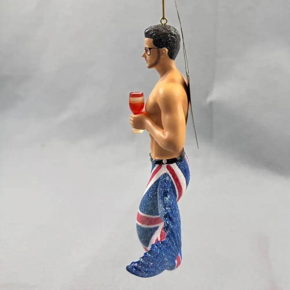 December Diamonds Union Jack Merman Ornament 55-55014 2016 Boxed UK Flag Retired